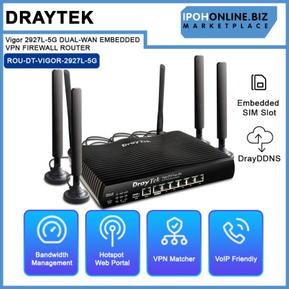Draytek Vigor 2927L-5G DUAL-WAN EMBEDDED 5G CONNECTIVITY VPN FIREWALL ROUTER